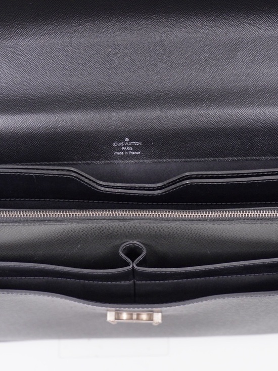 Louis Vuitton Briefcase Black Textured Leather Briefcase with Silver Lock - Picture 11 of 12